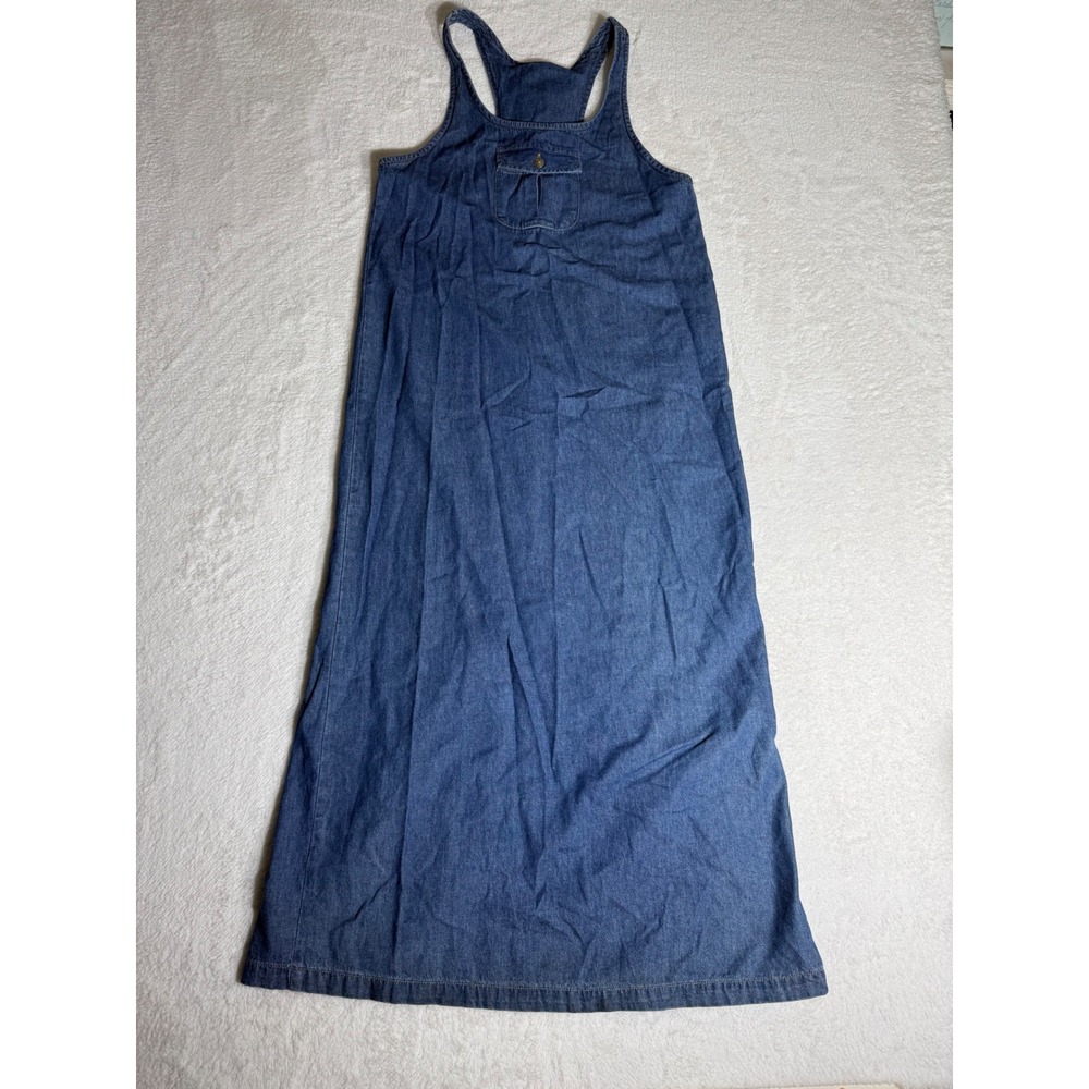 Match Denim Maxi Dress Womens 8 Blue Excellent Vintage Pinafore Made in USA 90s - Picture 1 of 7